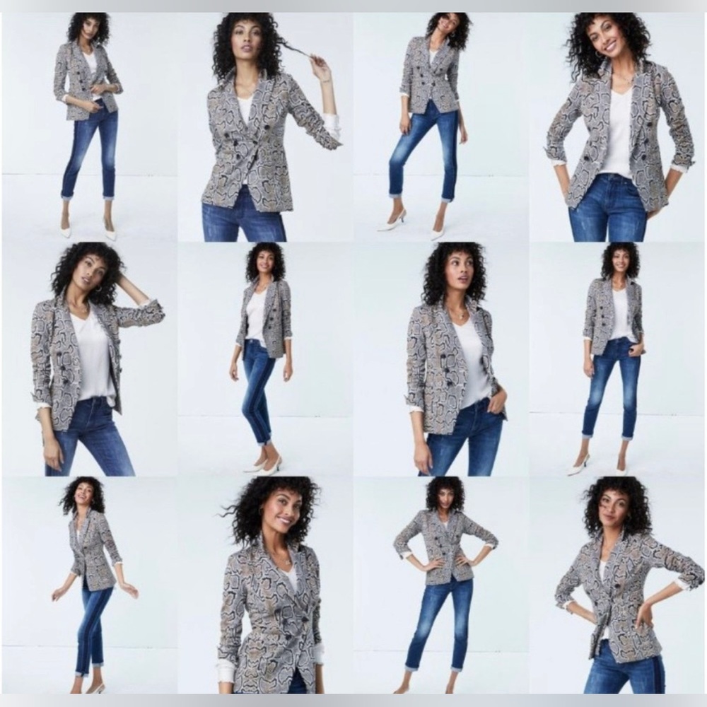 Cabi Python Snake Print Button Front Double Breas… - image 3